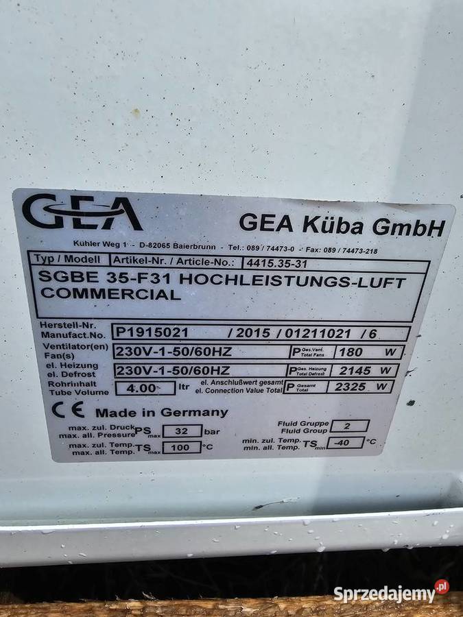 Chłodnica powietrza freonowa GEA SGBE 35F31 Toruń