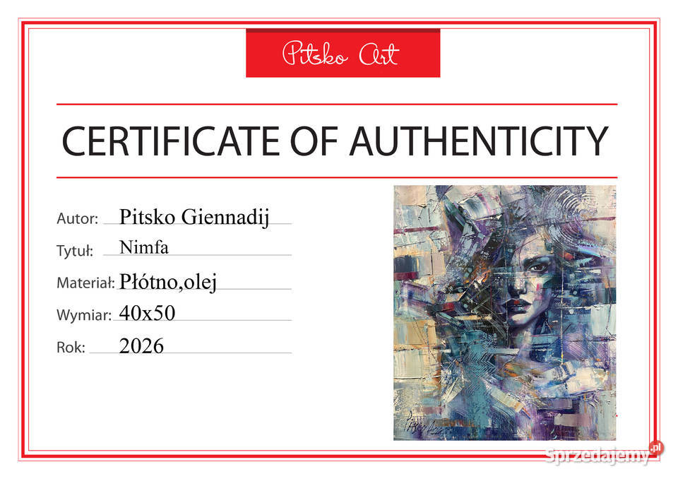 Pitsko Giennadij 50x40 Nimfa obraz olejny Rumia