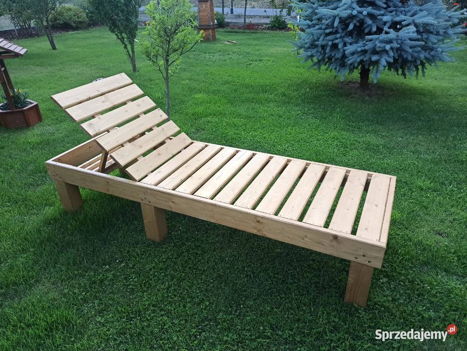 Leżak drewniany ogrodowy z ławką drewno
