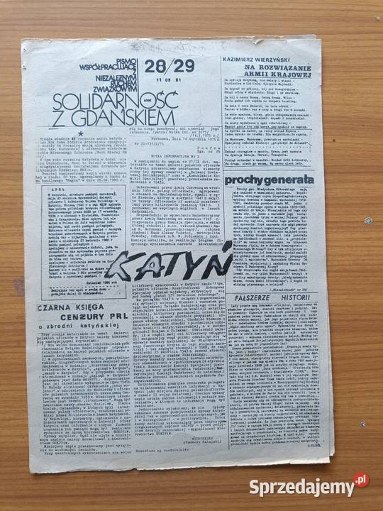 Solidarność z Gdańskiem 2829 30 z 1981r i gazeta Społeczno-polityczne Gdynia