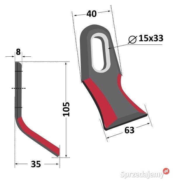 Nóż Y KUH200 A5407231 do maszyn KUHN POLYLONGER Chmielniki