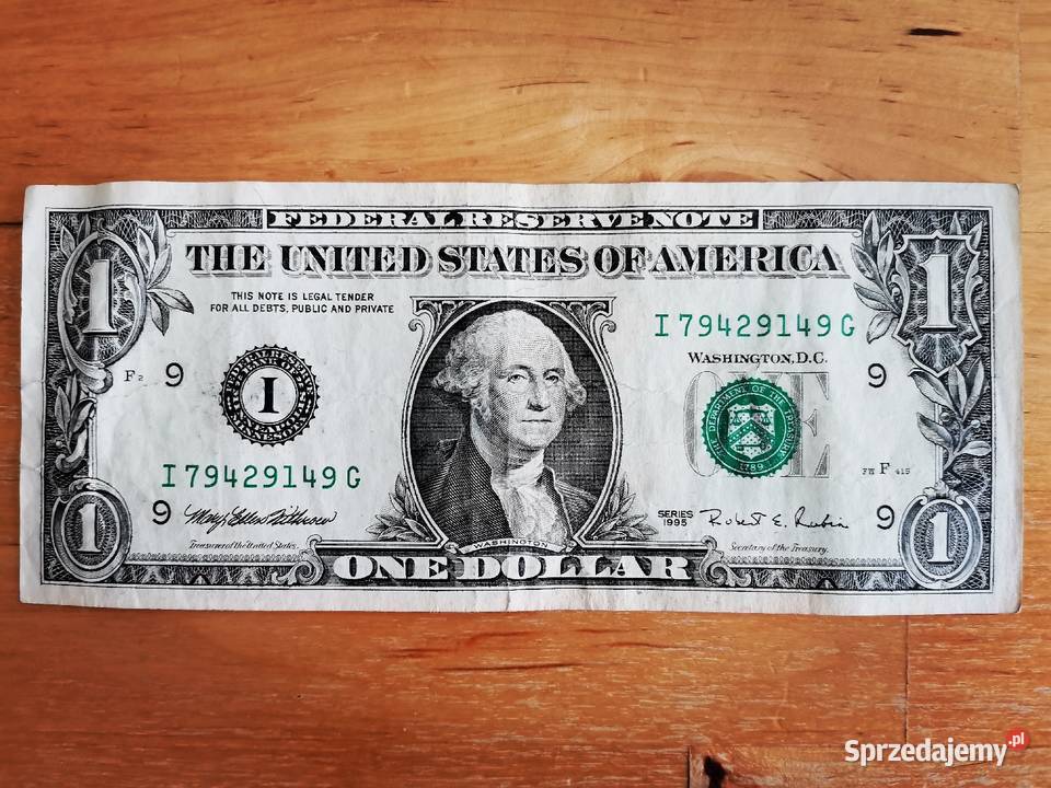 Banknot 1 USD seria 1995 Antyki, Sztuka, Kolekcje Ząbki
