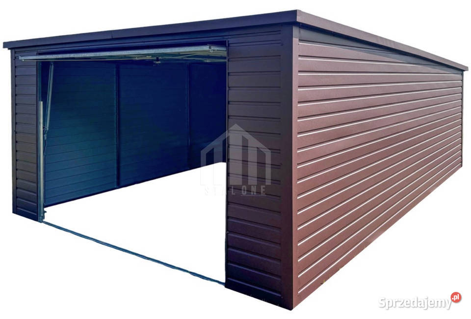 Garaż blaszany 4x5m brama uchylna ciemny brąz śląskie Rybnik