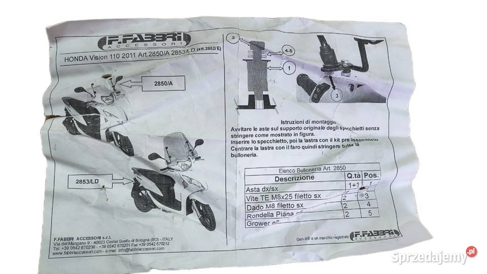 STELAŻ UCHWYT MOCOWANIE SZYBY FABBRI HONDA podlaskie sprzedam