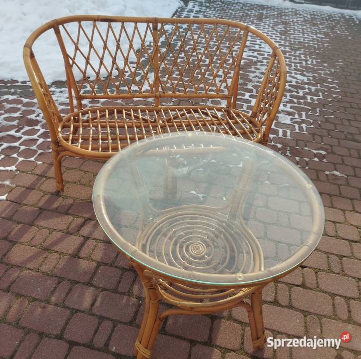 Zestaw mebli rattanowych stół sofa Sędziejowice sprzedam