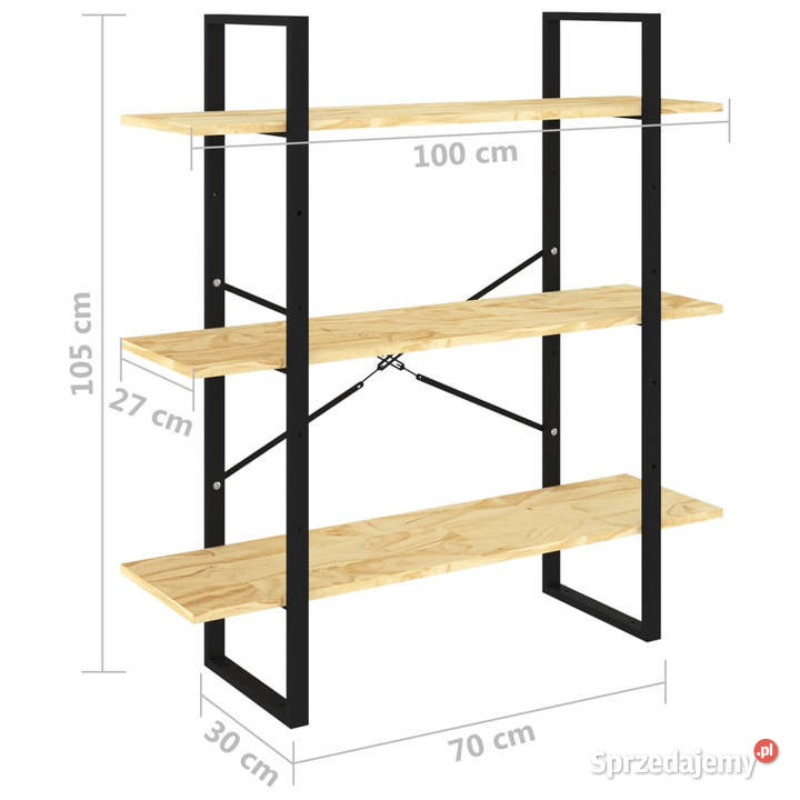 3poziomowy regał na książki 100x30x105 lite mazowieckie Warszawa