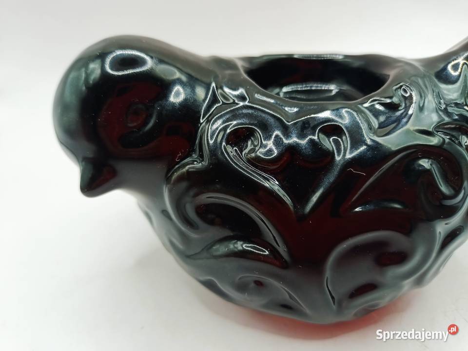 Ceramika czarny ptak świecznik na podgrzewacz Zamość