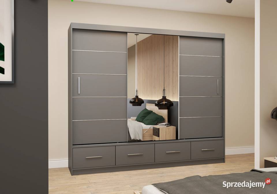 Duża pojemna szafa z lustrem i szufladami 250 śląskie Bytom sprzedam