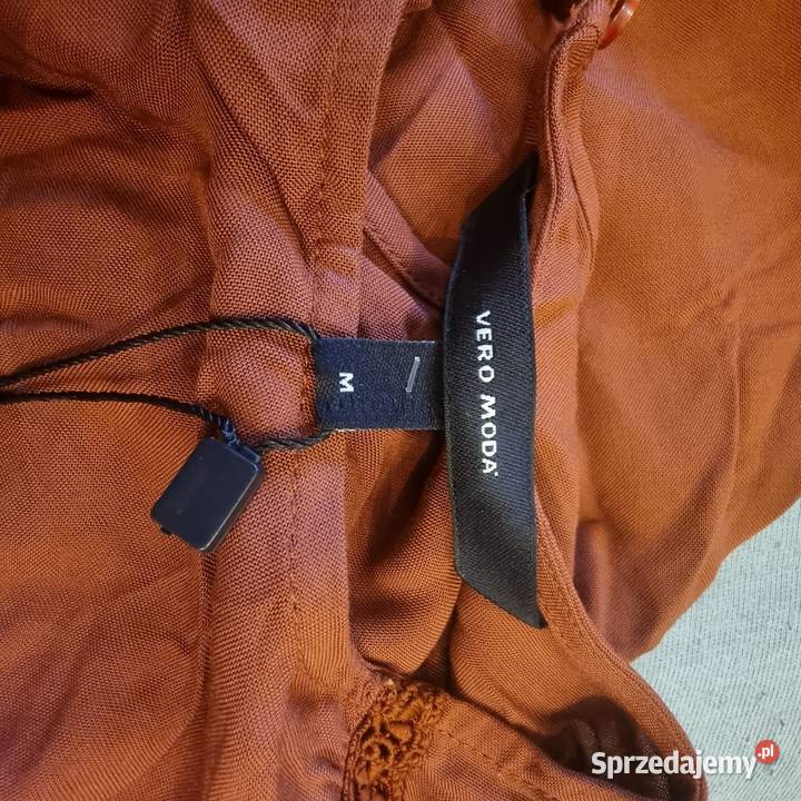 Brązowa bluzka z krótkim rękawem Vero Moda M krótki Kraków