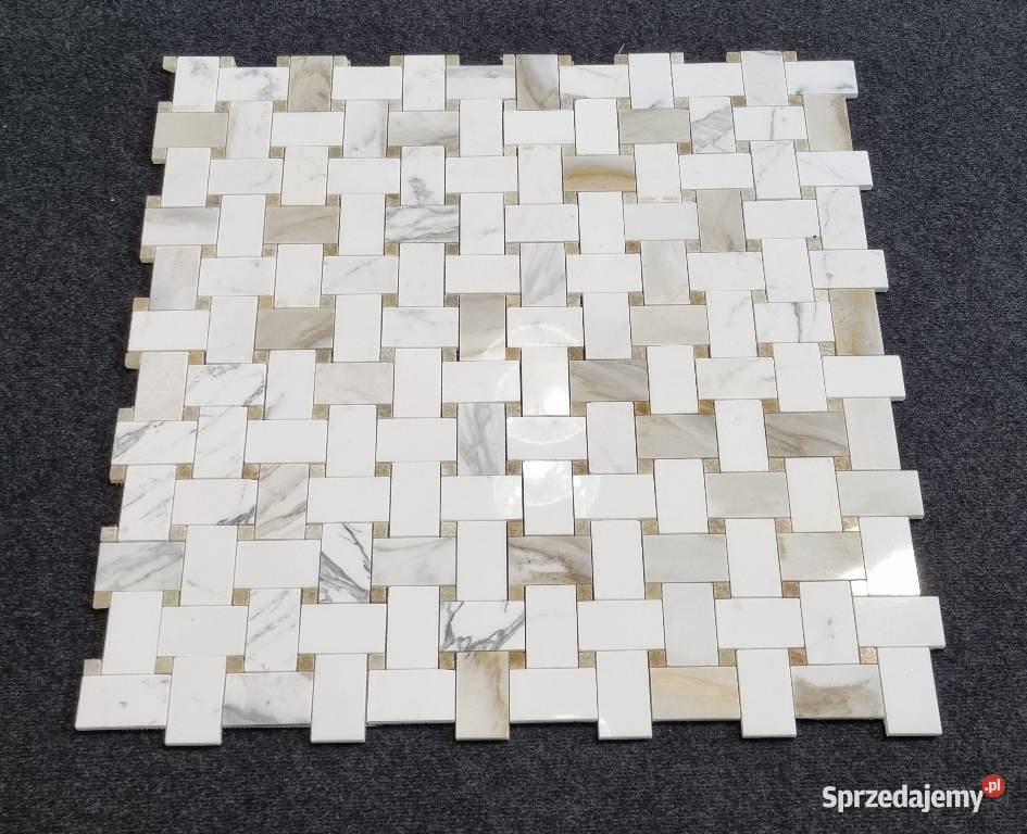 MOZAIKA MARMUR BIANCO CALACATTA ONYX BIAŁO ZŁOTA Bielawa