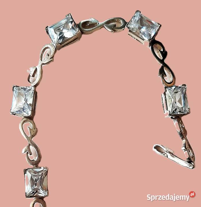 Srebro i cyrkonie Stara piękna bransoleta Bransoletki