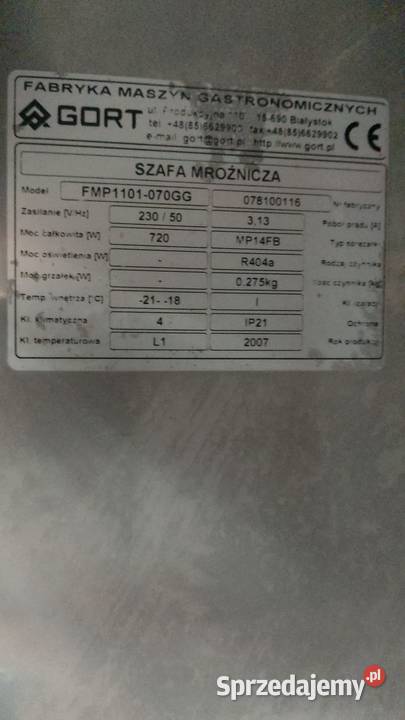 Szafa mroźnicza Gort FMP1101070GG Wrocław sprzedam