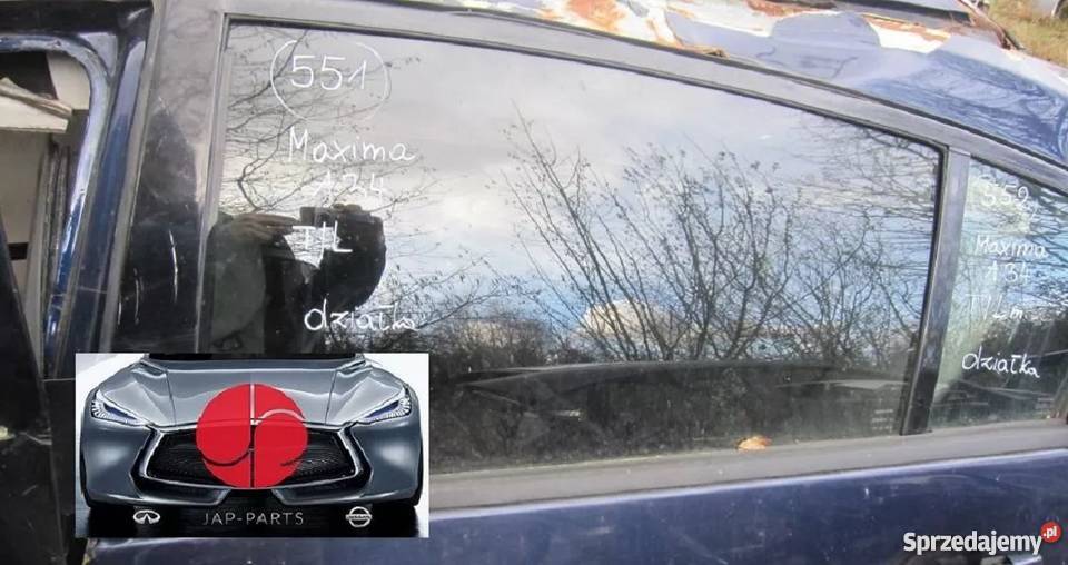 NISSAN MAXIMA A34 SZYBA BOCZNA DRZWI TYŁ LEWA Nowy Tomyśl
