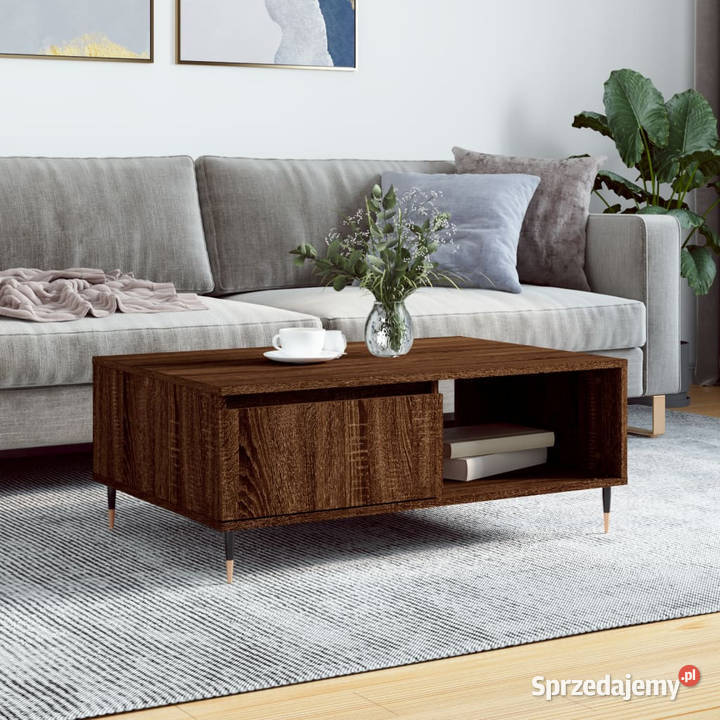 Stolik kawowy brązowy dąb 90x60x35 materiał mazowieckie