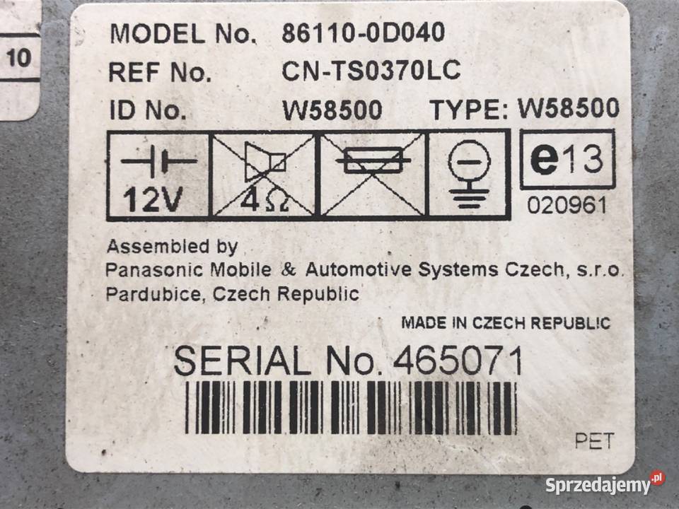 RADIO TOYOTA YARIS I 861100D040 9905 ODTWARZACZ