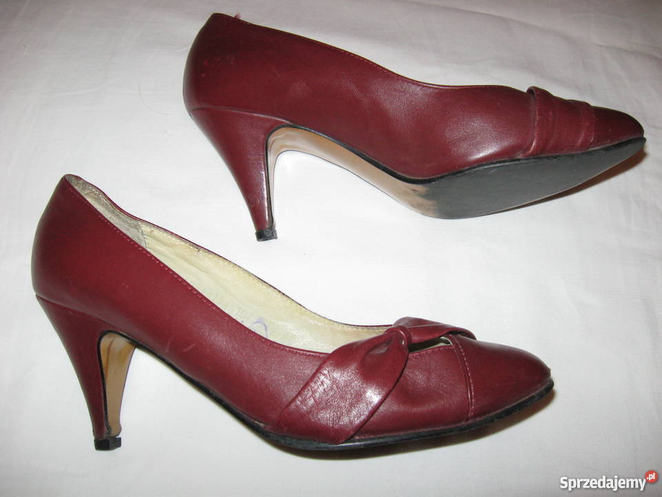 bordowobrązowe czółenka na obcasie Lublin