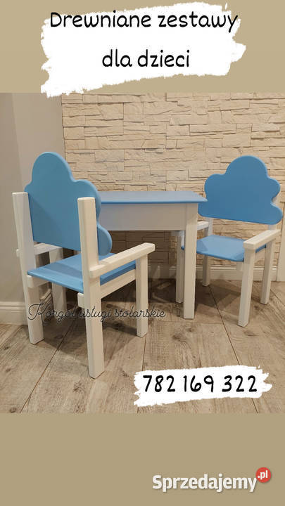 Stolik dwa krzesełka drewniane dziecka Meble warmińsko-mazurskie Olsztyn