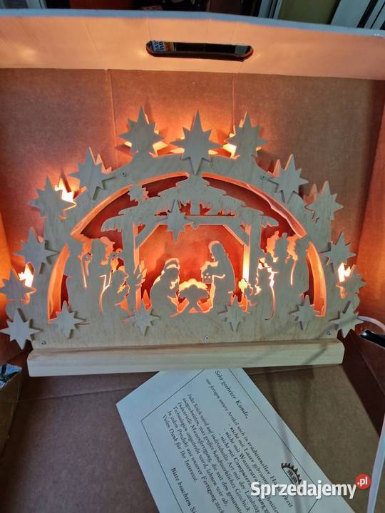 Rękodzieło z drewna ozdoba świateczna świecąca Rybnik