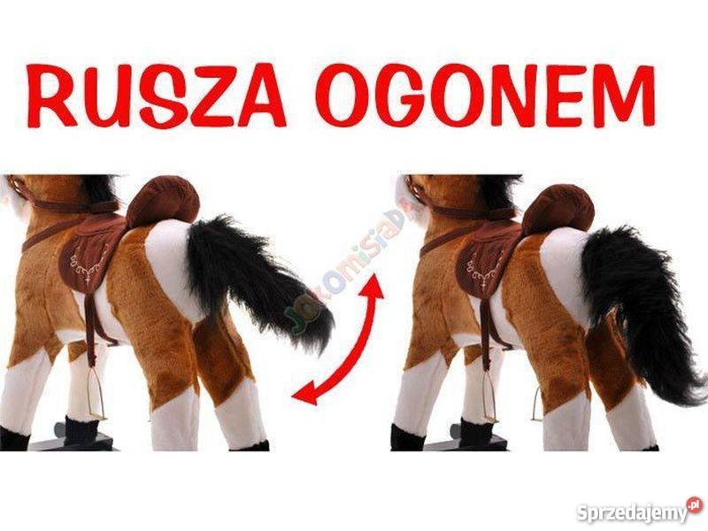 DUŻY KOŃ na biegunach Konik bujany RUSZA ogonem 3 lata+ Zabawki Słupca