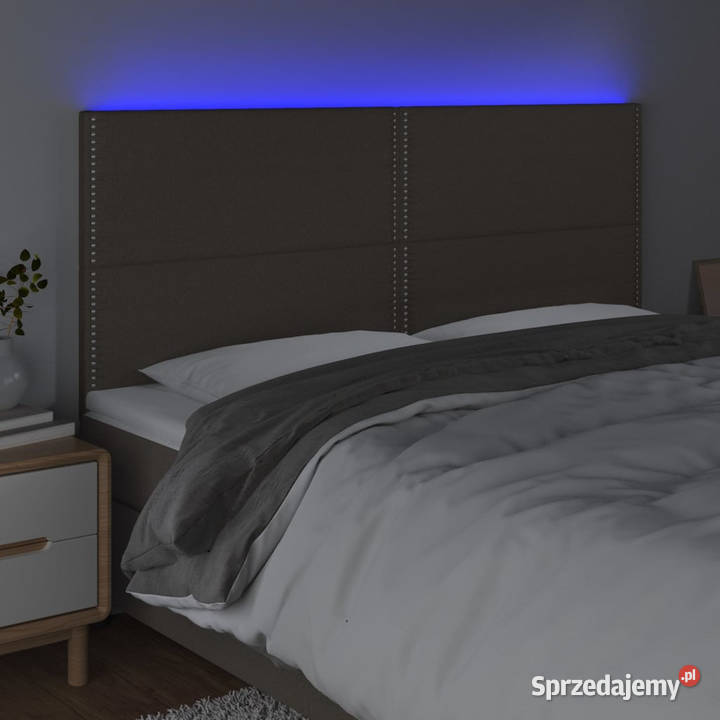 Zagłówek do łóżka z LED taupe 200x5x118128