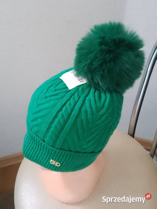 Czapka damska z pomponem zielona Chrzanów