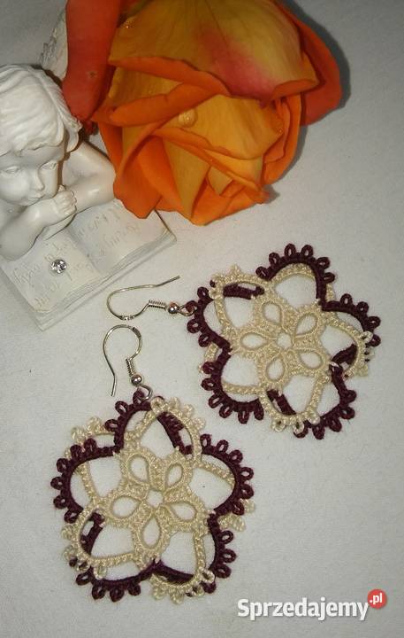 Kolczyki frywolitkowe Wiśniowa