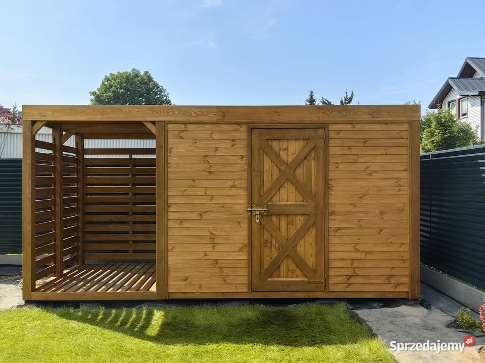 Drewniany domek narzędziowy 3 x 15m z drewutnią Kalety