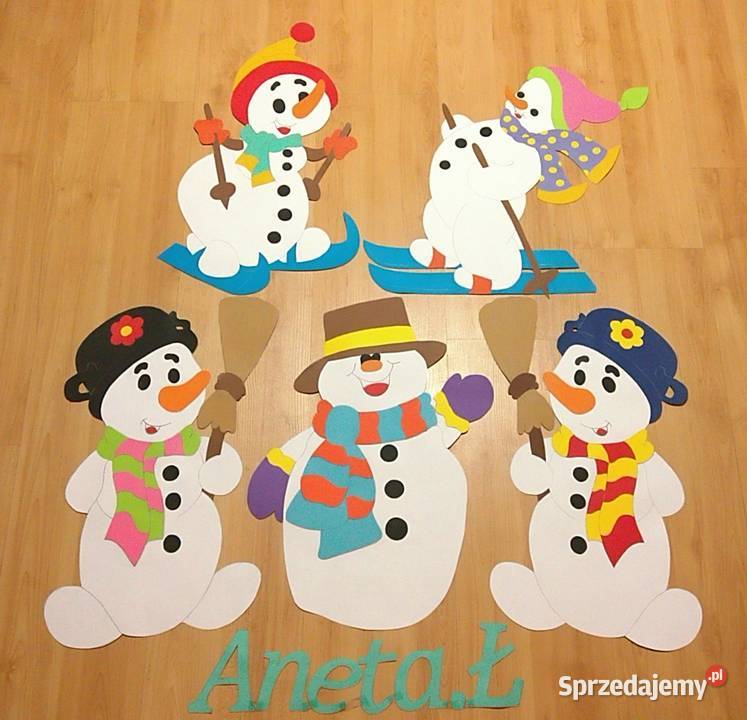 Dekoracje zimowe z brystolu dwustronne