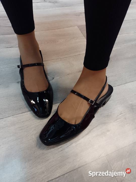 43 Czarne baleriny czółenka wieczorowe z odkrytą czarny małopolskie