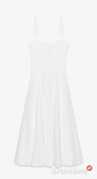 Sukienka długa midi Zara L biała bawełna biały Moda i Styl mazowieckie Warszawa