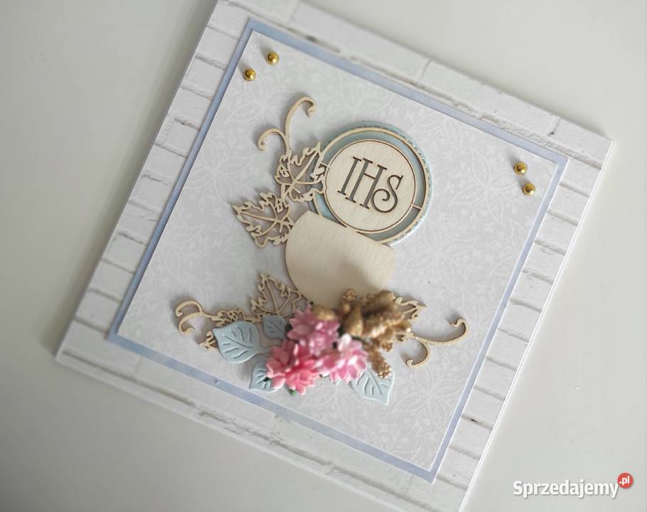 Kartka Komunia Święta handmade ręcznie robiona