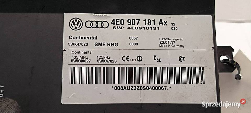 KOMPUTER AUDI A8 D3 LIFT 4E0907181AX Pozostałe Lipno