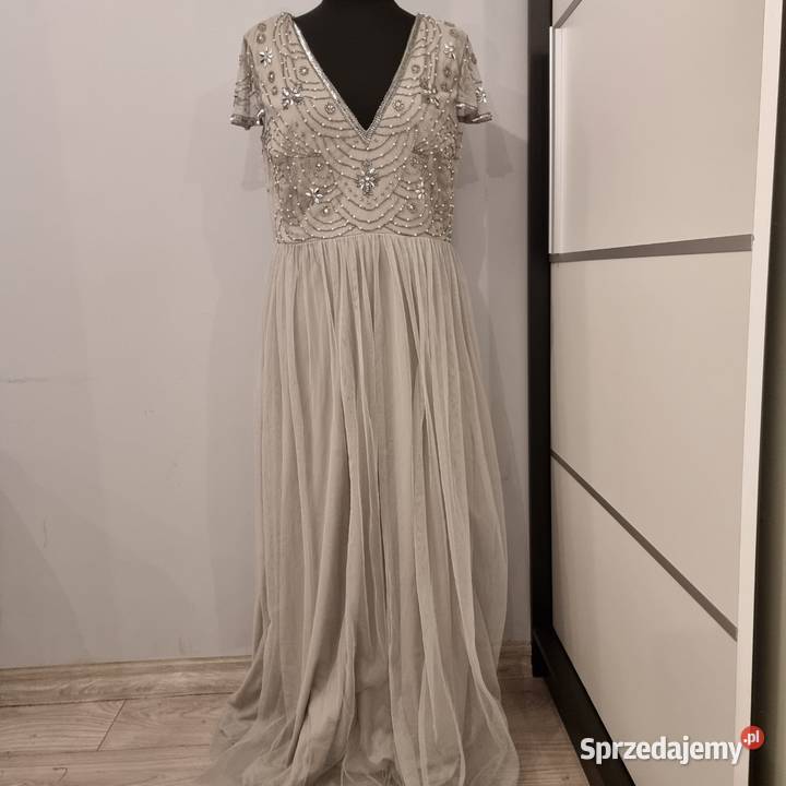 Suknia wieczorowa LaceBeads L szary/srebrny małopolskie Kraków