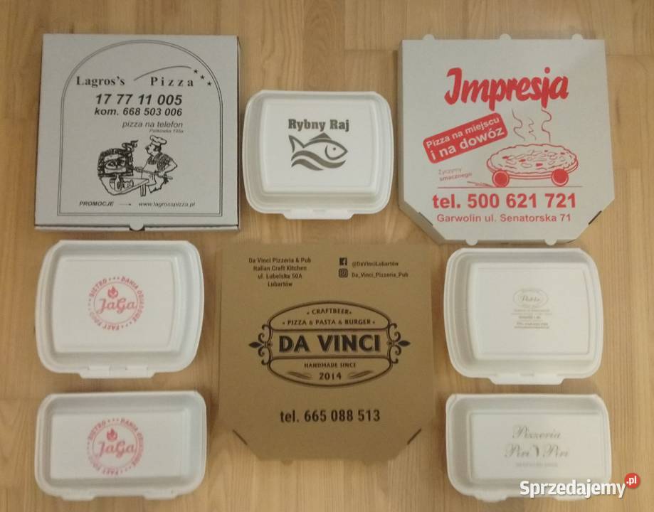 Kartony pudełk na pizzę szare z nadrukiem Lublin