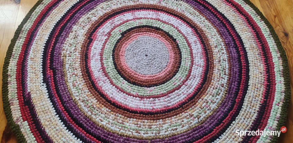 Dywan okrągły średnica 136 rękodzieło zero waste Łódź