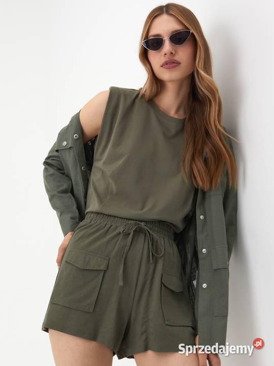 spodenki szorty xxs 32 khaki z lnem len 30 Toruń