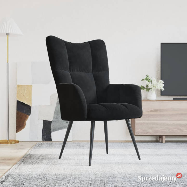 Fotel czarny obity aksamitem WM328079 Warszawa