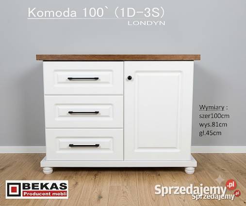 Śliczna Komoda 100 Londyn Dąb Biały Każdy KOLOR Gdańsk