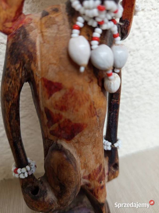 Afrykańska drewniana figurka rzeźba WOJOWNIK wys Warszawa