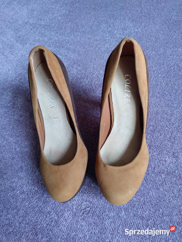 Buty damskie na obcasie brązowe beżowe zamszowe inna Kielce