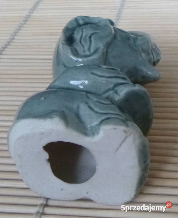 Ceramiczny słonik z podniesioną trąbą odcienie szarości Warszawa sprzedam