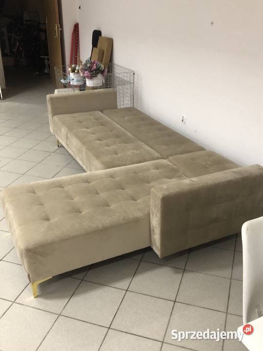 Łóżko narożnik beżowy pikowane Lublin sprzedam