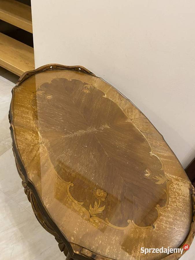 Stolik antyczny drewno szkło ława stolik kawowy Dom i Ogród