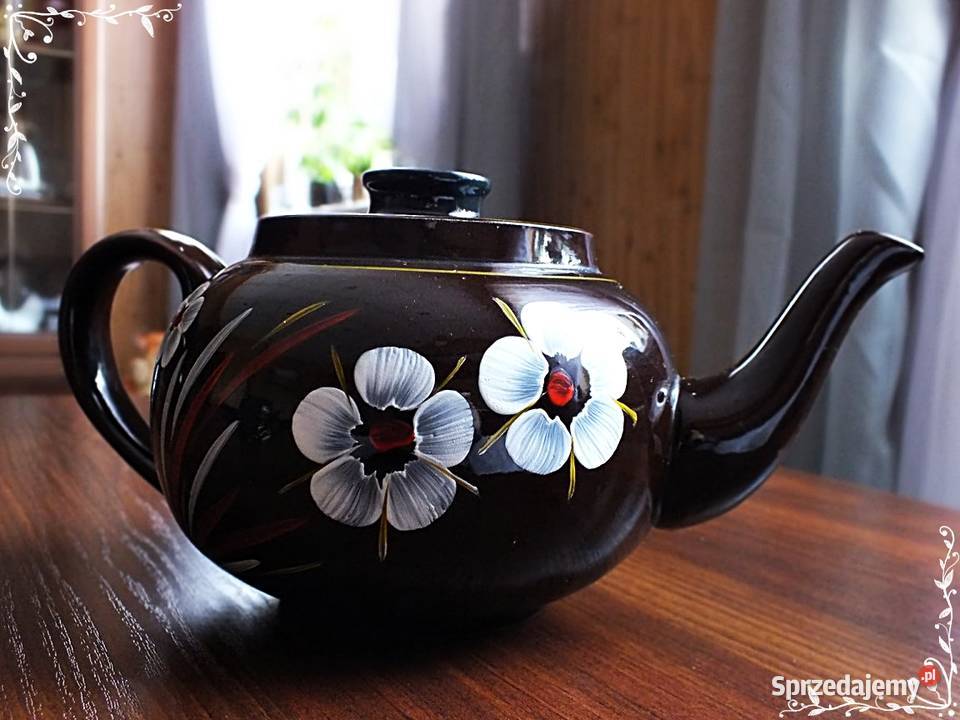 Stary śliczny ceramiczny dzbanek imbryk ręcznie Porcelana i szkło Żary sprzedam