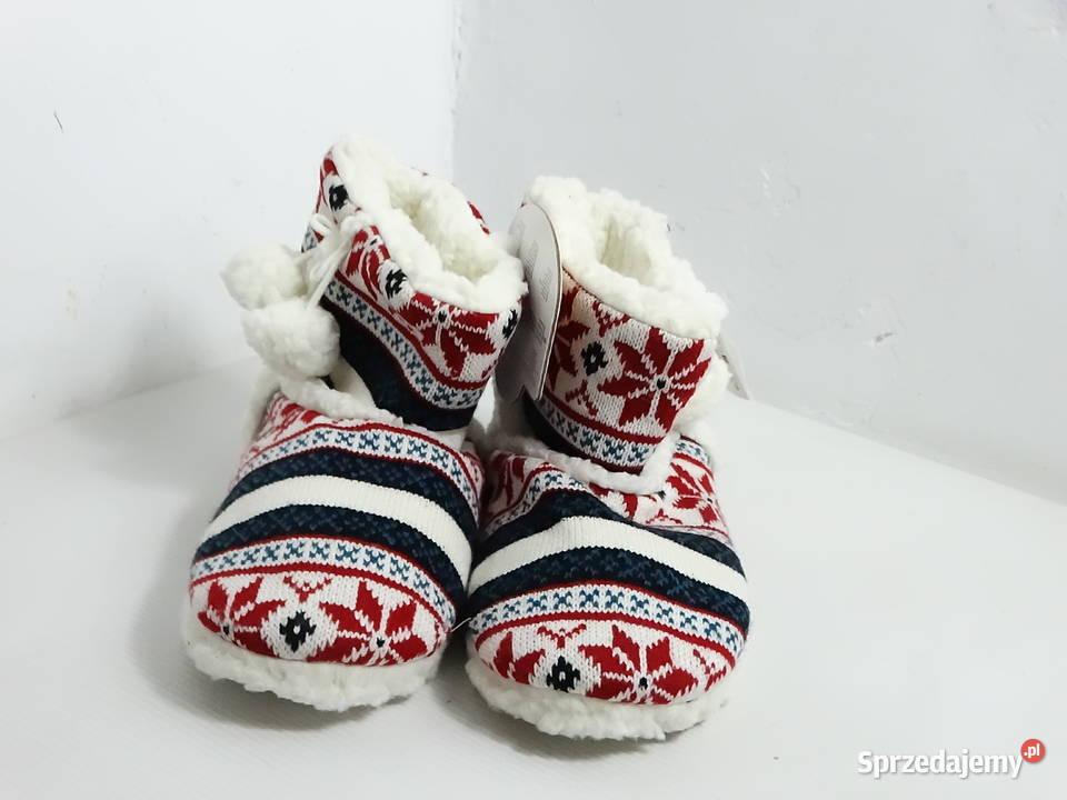 Nowe Ocieplane Kapcie Bambosze Norweski Wzór Biłgoraj