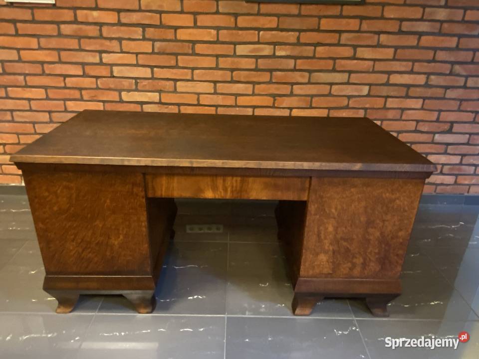 Stare dębowe dwustronne biurko gabinetowe
