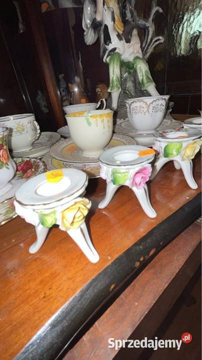 Świecznik Z porcelanowymi kwiatkami Niemcy Lata Gdańsk sprzedam