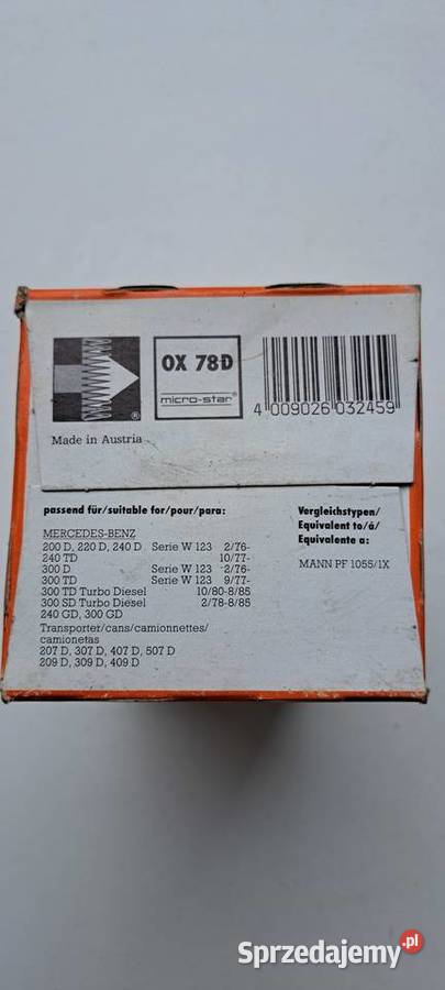 Filtr oleju Mercedes W123 T1 kaczka silniki ON sprzedam
