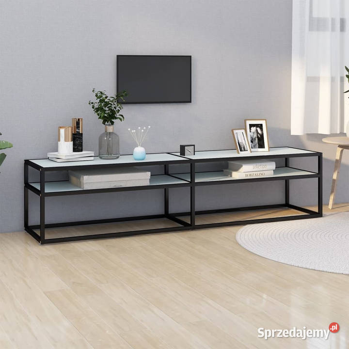Szafka pod TV biały marmur 180x40x405 szkło Warszawa