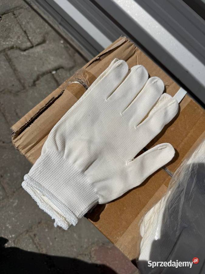 Rękawice robocze bawełniane białe nakrapiane mazowieckie Łaskarzew